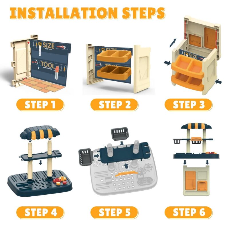 BMAG 246 PCS Kids Tool Bench Play Set, Pretend Workbench Toy Tools with Electric Drill, Workshop Construction Toys for Boys Girls - Image 5