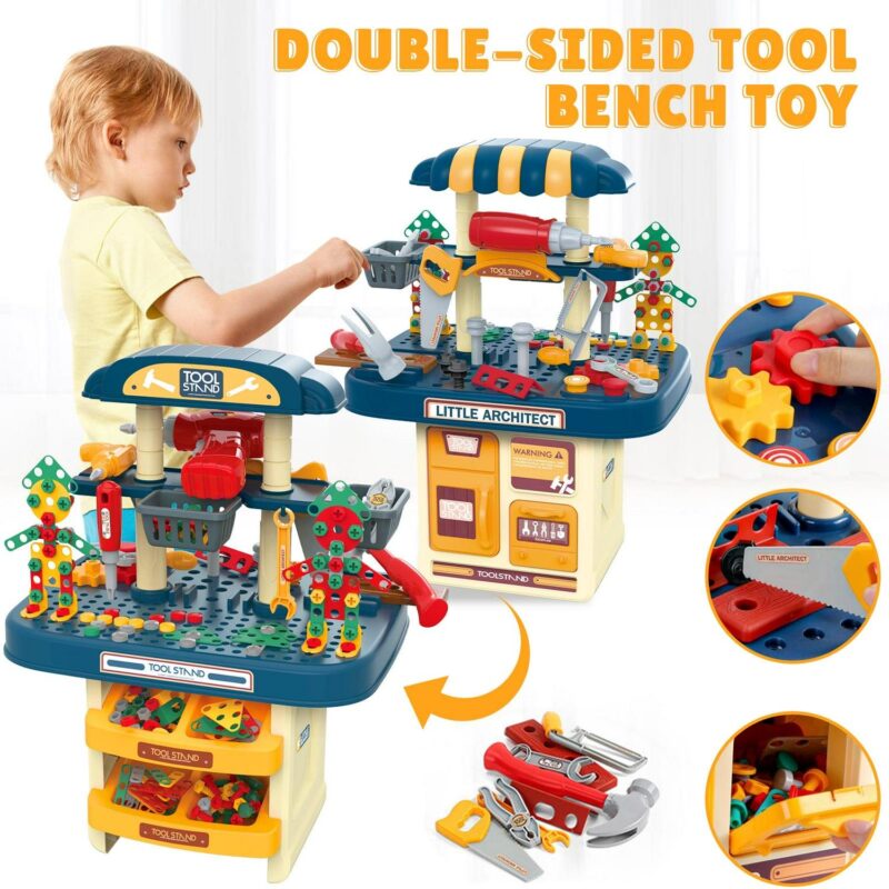 BMAG 246 PCS Kids Tool Bench Play Set, Pretend Workbench Toy Tools with Electric Drill, Workshop Construction Toys for Boys Girls - Image 3