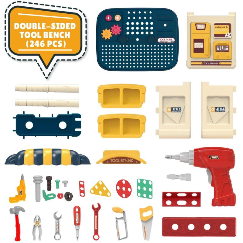BMAG 246 PCS Kids Tool Bench Play Set, Pretend Workbench Toy Tools with Electric Drill, Workshop Construction Toys for Boys Girls - Image 9