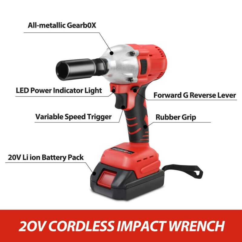 Baokaler Cordless Impact Wrench, Max Torque 740 Ft-lbs Impact Gun 1/2 inch, High Efficiency Brushless Motor with Fast Charger and Battery - Image 10