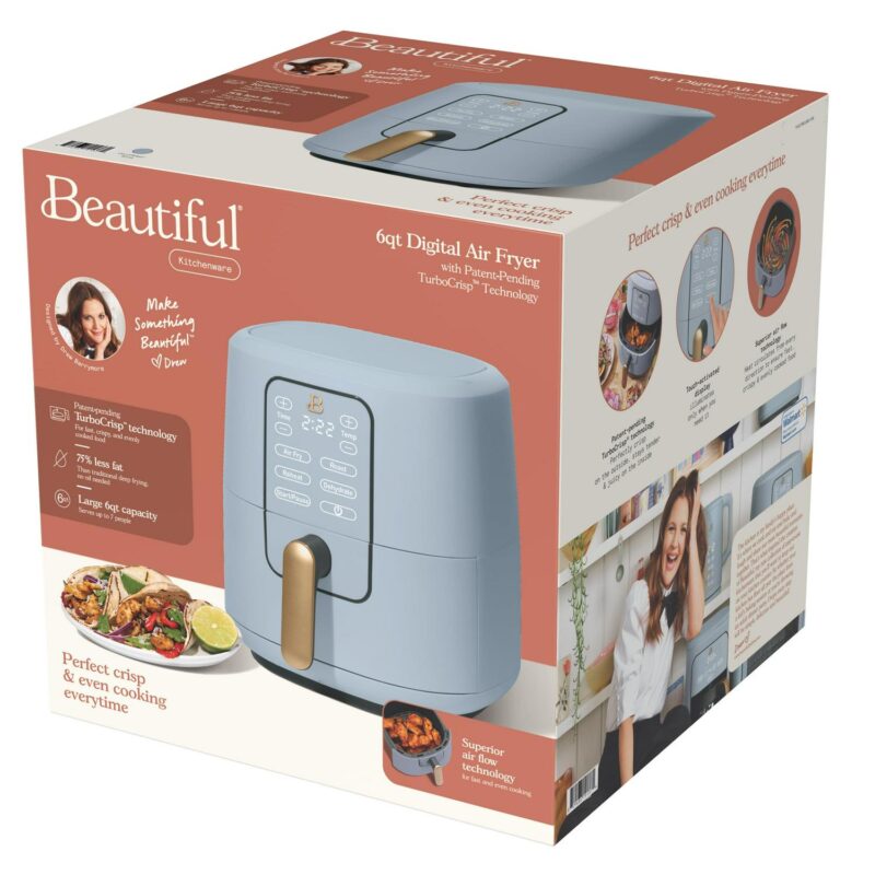 Beautiful 6 Qt Air Fryer with TurboCrisp Technology, Cornflower Blue by Drew Barrymore - Image 9