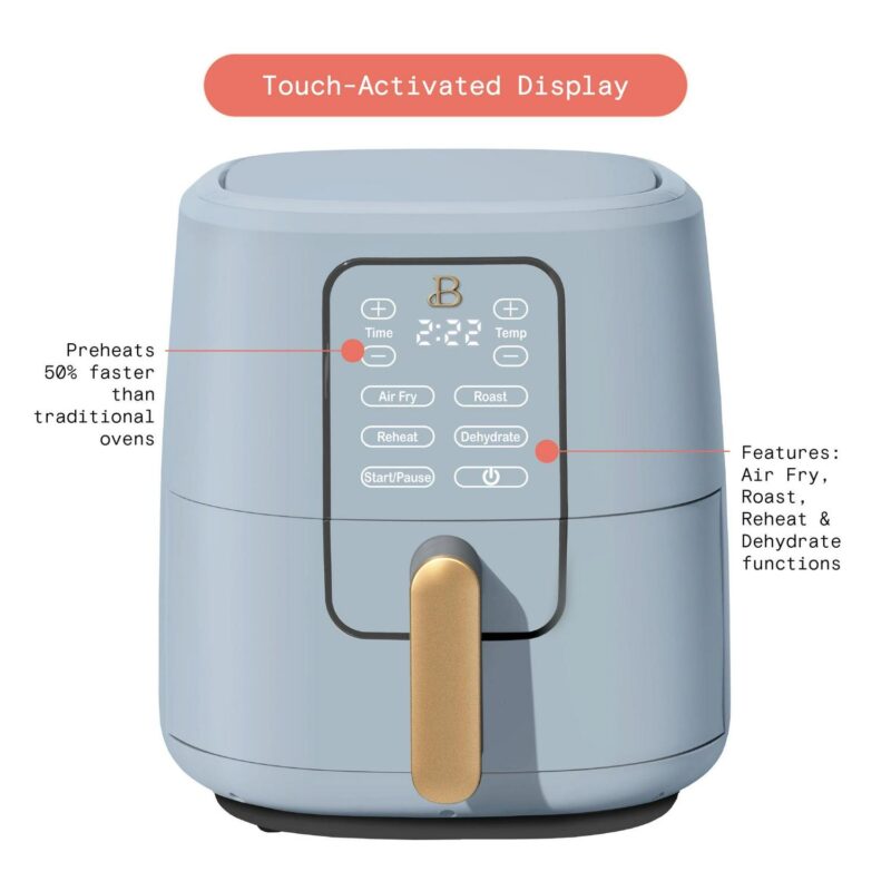 Beautiful 6 Qt Air Fryer with TurboCrisp Technology, Cornflower Blue by Drew Barrymore - Image 3