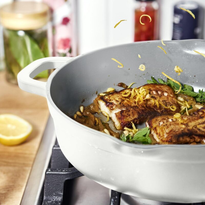 Beautiful All-in-One 4 QT Hero Pan with Steam Insert, 3 Pc Set, White Icing by Drew Barrymore - Image 13