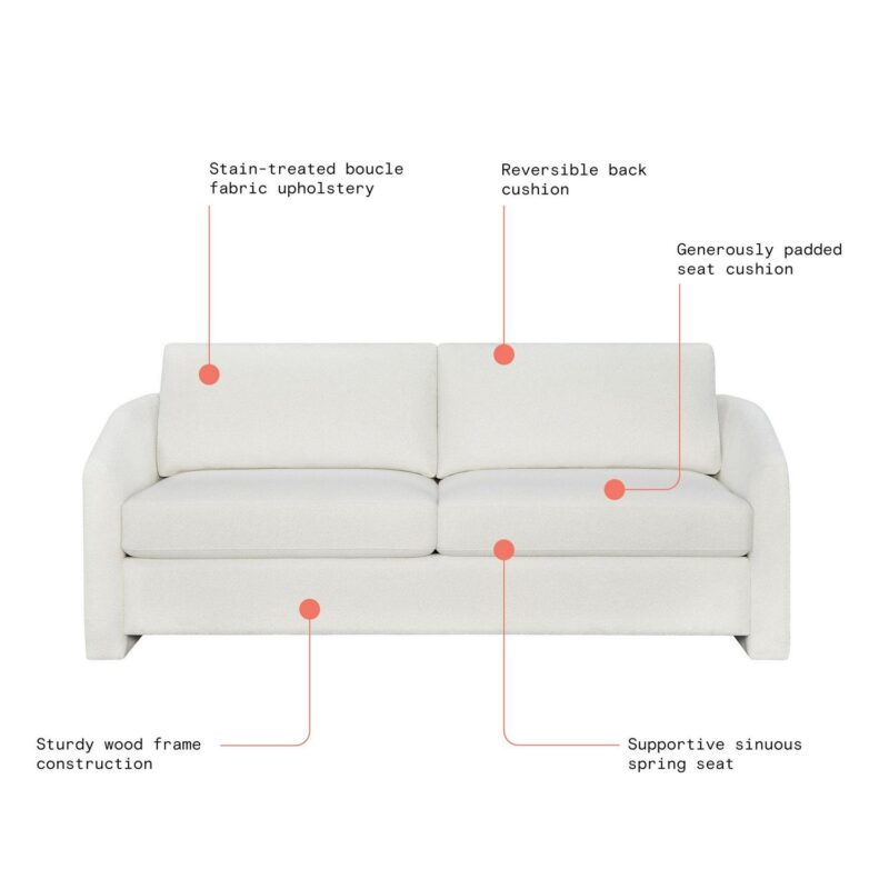 Beautiful Drew Small Space Sofa by Drew Barrymore, Cream BouclA(C) - Image 2