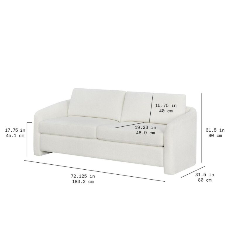 Beautiful Drew Small Space Sofa by Drew Barrymore, Cream BouclA(C) - Image 3