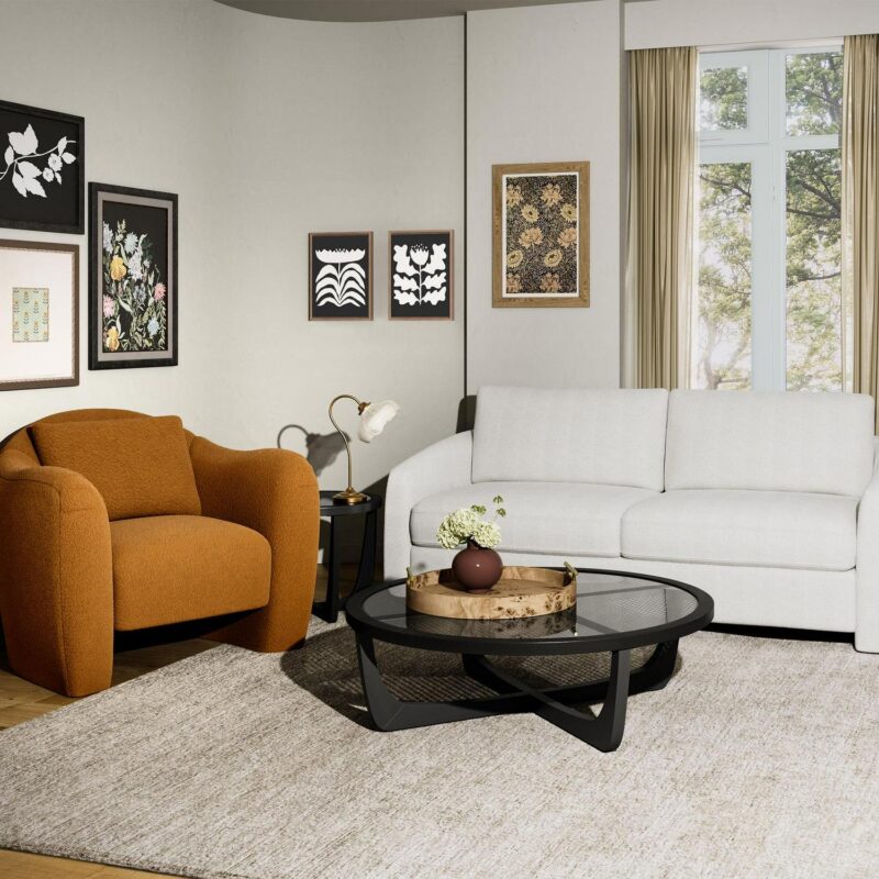 Beautiful Drew Small Space Sofa by Drew Barrymore, Cream BouclA(C) - Image 4