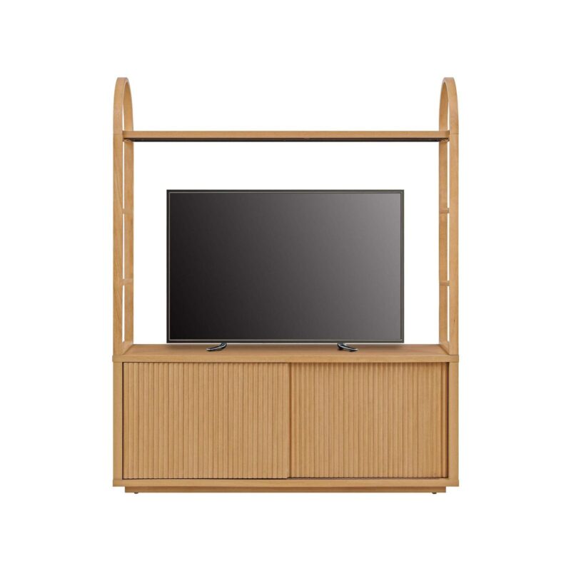 Beautiful Fluted Large Bookcase Entertainment Center for TVa s up to 65a by Drew Barrymore, Warm Honey Finish - Image 5