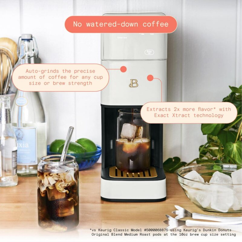 Beautiful Perfect Grinda c Programmable Single Serve Coffee Maker, White Icing by Drew Barrymore - Image 6