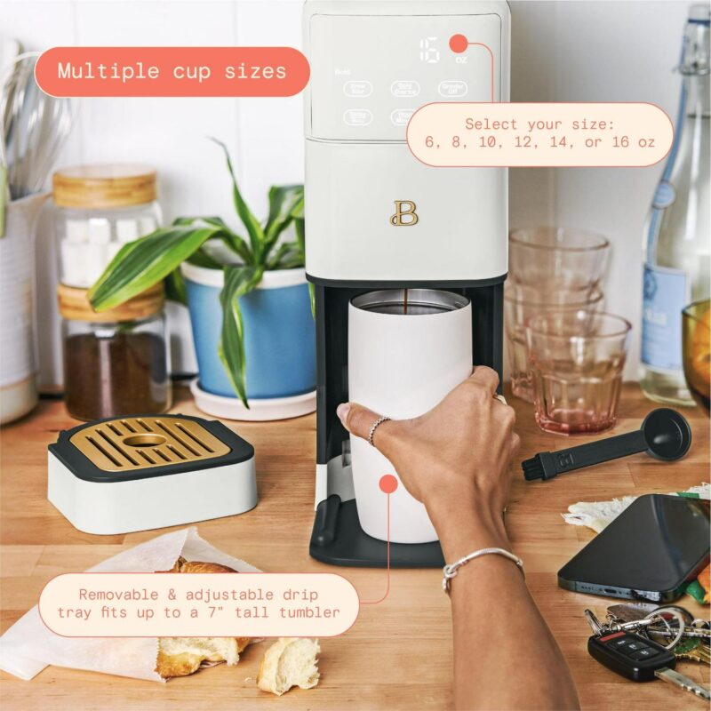 Beautiful Perfect Grinda c Programmable Single Serve Coffee Maker, White Icing by Drew Barrymore - Image 13