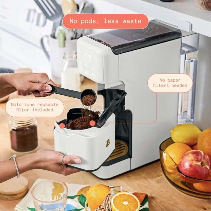 Beautiful Perfect Grinda c Programmable Single Serve Coffee Maker, White Icing by Drew Barrymore - Image 4