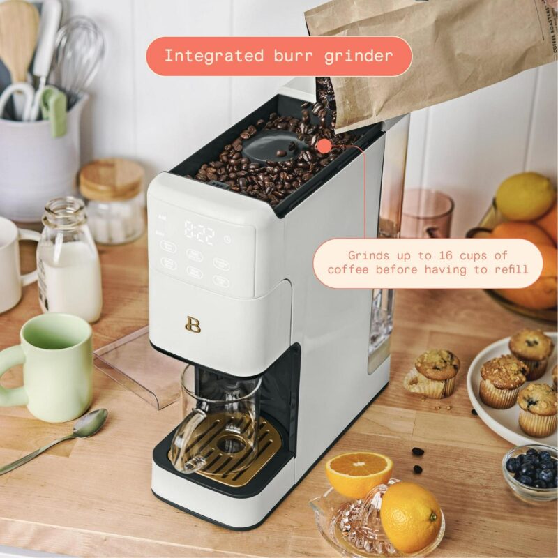 Beautiful Perfect Grinda c Programmable Single Serve Coffee Maker, White Icing by Drew Barrymore - Image 3