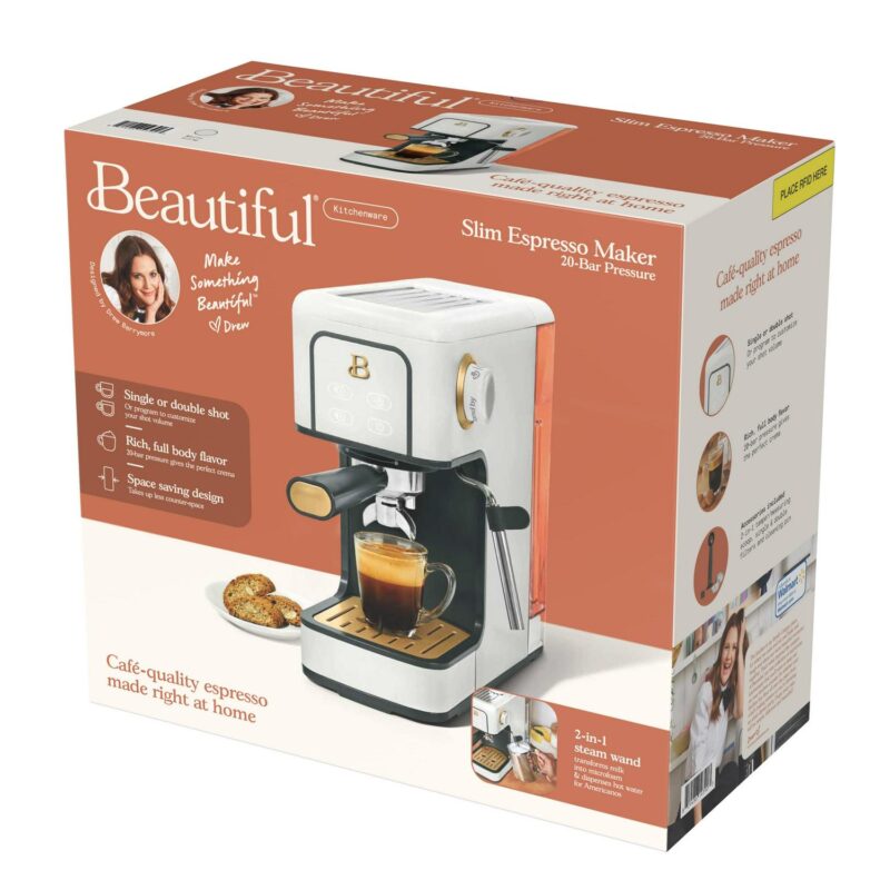 Beautiful Slim Espresso Maker with 20-Bar Pressure, White Icing by Drew Barrymore - Image 2