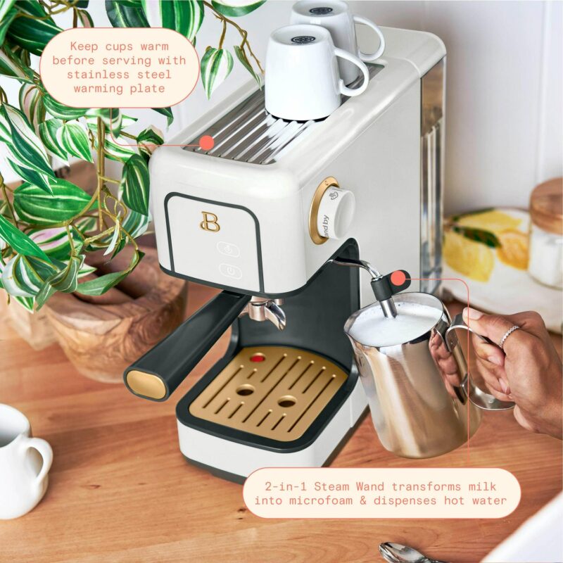 Beautiful Slim Espresso Maker with 20-Bar Pressure, White Icing by Drew Barrymore - Image 4