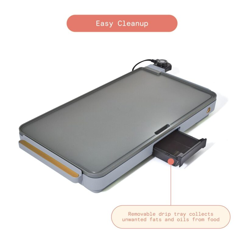 Beautiful XL Electric Griddle 12  x 22 - Non-Stick, Cornflower Blue by Drew Barrymore - Image 9