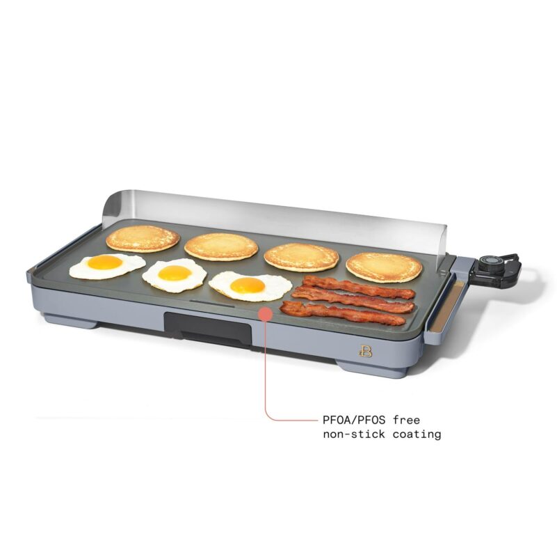 Beautiful XL Electric Griddle 12  x 22 - Non-Stick, Cornflower Blue by Drew Barrymore - Image 6