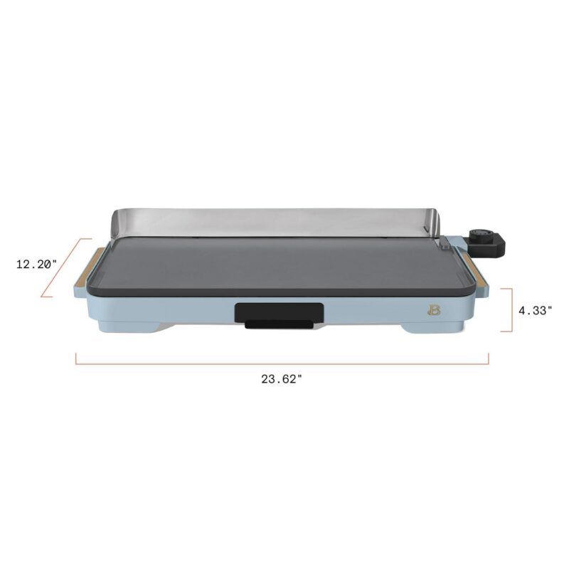 Beautiful XL Electric Griddle 12  x 22 - Non-Stick, Cornflower Blue by Drew Barrymore - Image 8