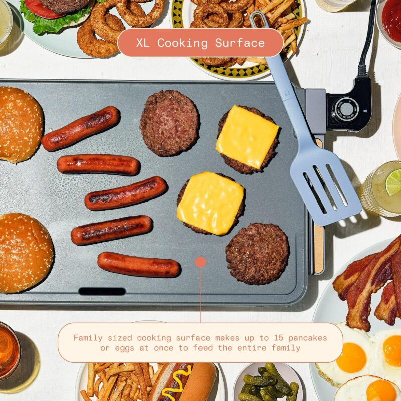 Beautiful XL Electric Griddle 12  x 22 - Non-Stick, Cornflower Blue by Drew Barrymore - Image 5