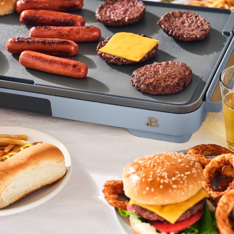 Beautiful XL Electric Griddle 12  x 22 - Non-Stick, Cornflower Blue by Drew Barrymore - Image 2