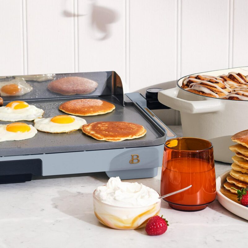 Beautiful XL Electric Griddle 12  x 22 - Non-Stick, Cornflower Blue by Drew Barrymore - Image 7