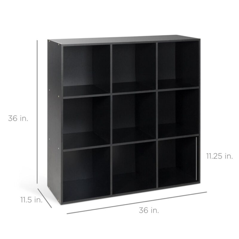Best Choice Products 9-Cube Bookshelf, 11in Display Storage Compartment Organizer w/ 3 Removable Back Panels - Black - Image 7