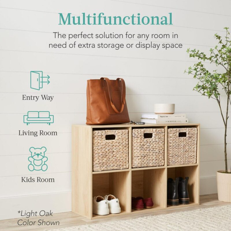 Best Choice Products 6-Cube Bookshelf, 11in Display Storage System, Organizer w/ Removable Back Panels - Black - Image 3