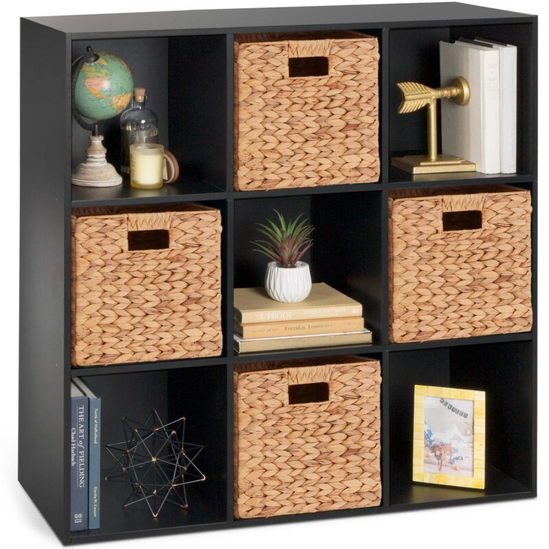 Best Choice Products 9-Cube Bookshelf, 11in Display Storage Compartment Organizer w/ 3 Removable Back Panels - Black
