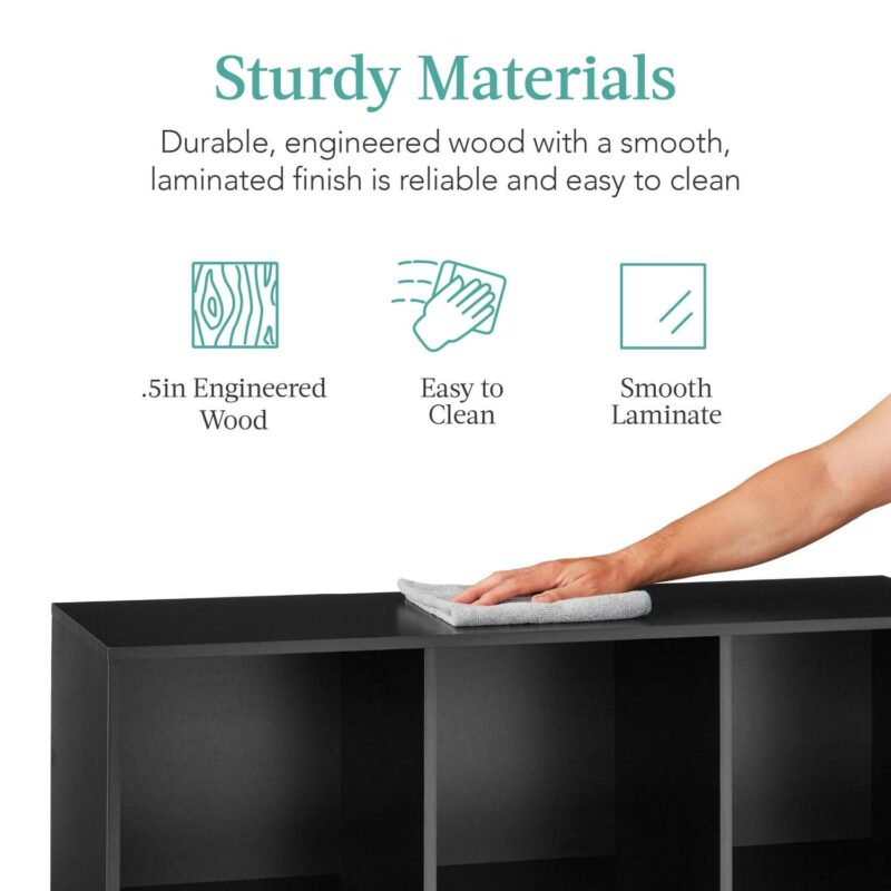 Best Choice Products 6-Cube Bookshelf, 11in Display Storage System, Organizer w/ Removable Back Panels - Black - Image 5