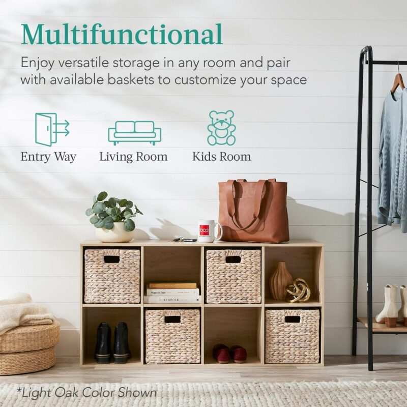 Best Choice Products 8-Cube Bookshelf, 11in Display Storage System, Organizer w/ Removable Back Panels - White - Image 3