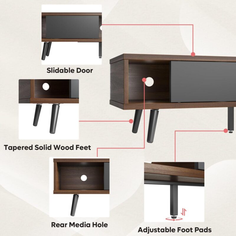 Bestier Mid Century Modern TV Stand for TVs up to 75  with Storage Entertainment Center in Walnut - Image 4