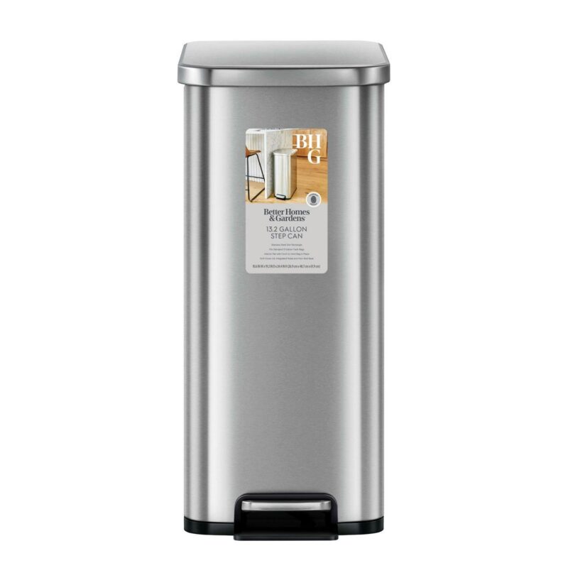 Better Homes and Gardens 13.2 Gallon Slim Kitchen Trash Can, Stainless Steel Kitchen Step Trash Can - Image 4