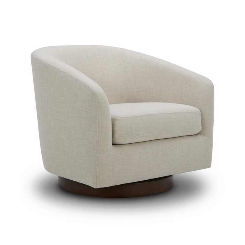 Better Homes and Gardens Bradford Wooden Base Modern Swivel Chair, Linen - Image 4