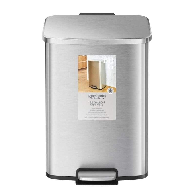 Better Homes and Gardens 13.2 Gallon Rectangular Stainless Steel Trash Can, Kitchen Step Trash Can - Image 4