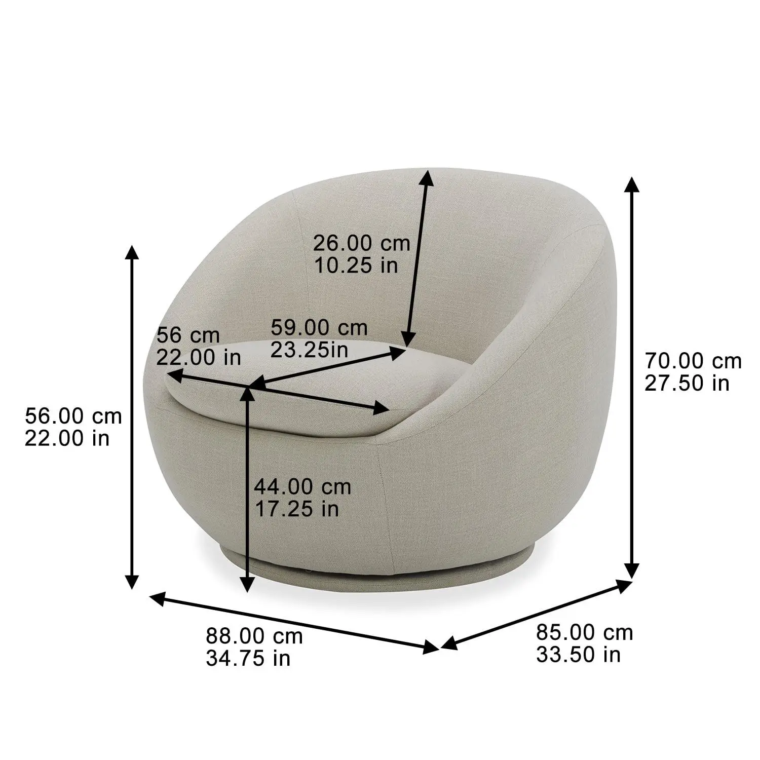 Better Homes and Gardens Mira Swivel Chair, Linen 6 Better Homes and Gardens Mira Swivel Chair, Linen - Image 6
