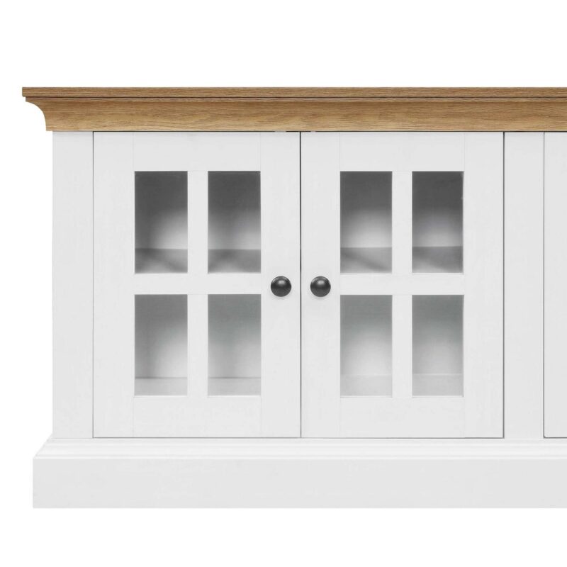 Better Homes and Gardens Canton 4- door TV Stand for TVa s up to 70a , White/Light Honey Finish - Image 6