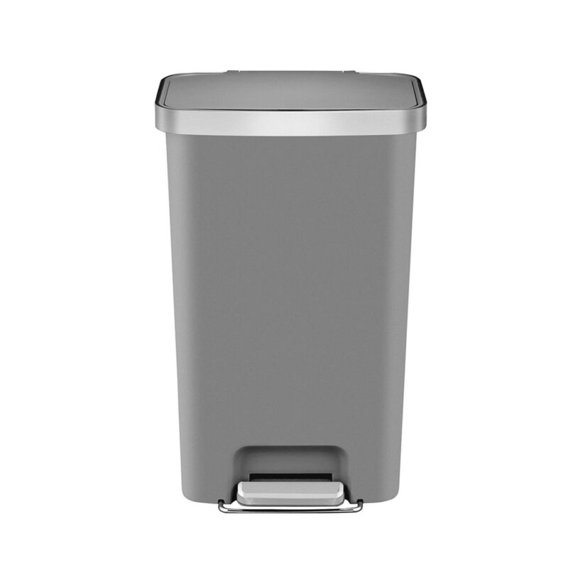 Better Homes and Gardens 11.9 Gallon Trash Can, Plastic Step-On Kitchen Trash Can, Gray - Image 2