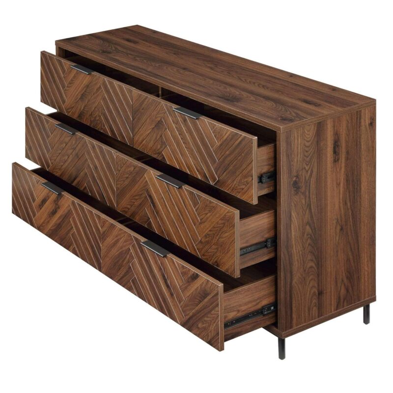 Better Homes and Gardens Wyatt Geo 6-drawer Dresser, Walnut Finish - Image 5