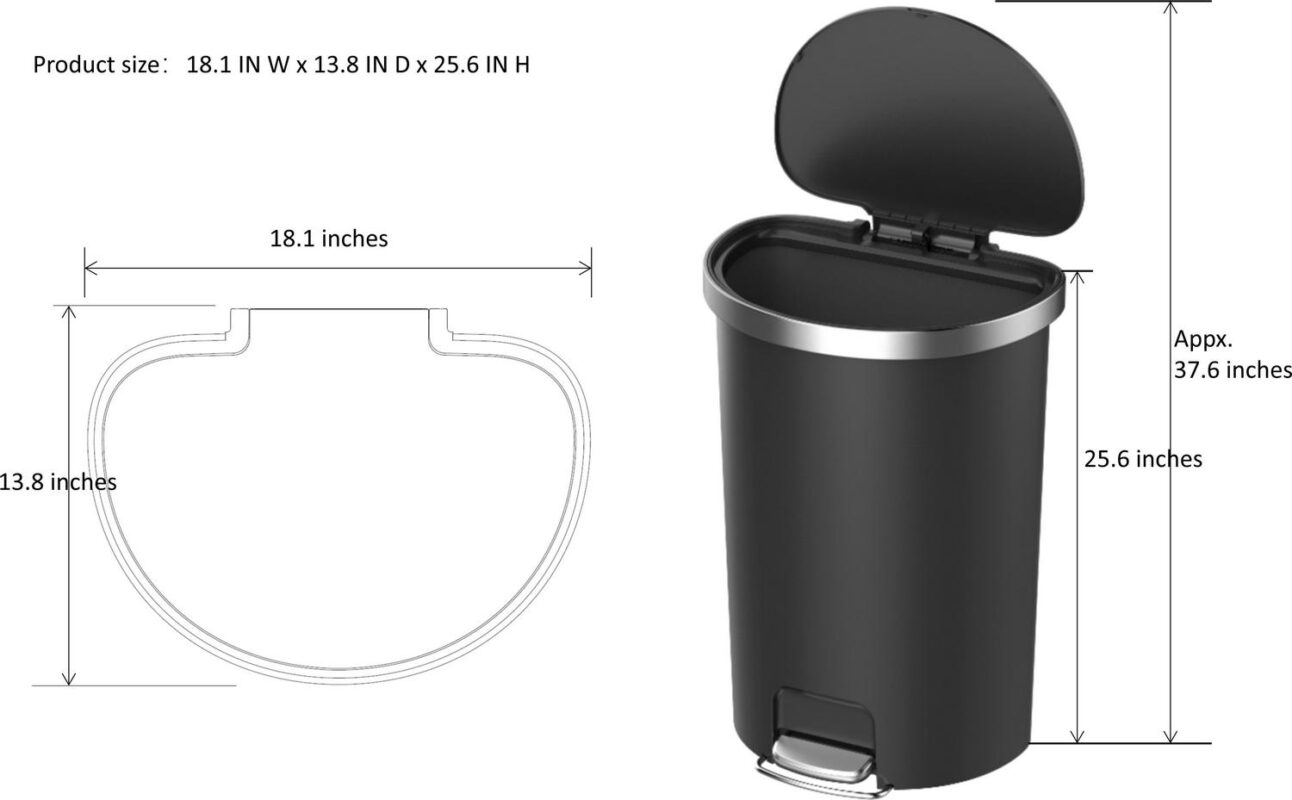 Better Homes and Gardens 14.5 Gallon Trash Can, Plastic Step On Kitchen Trash Can, Black - Image 9