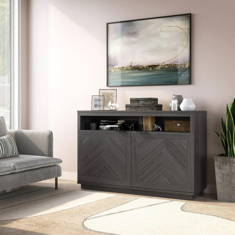 Better Homes and Gardens Herringbone TV Stand for TVs up to 55a , Gray - Image 7