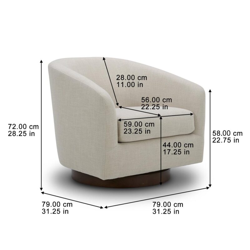Better Homes and Gardens Bradford Wooden Base Modern Swivel Chair, Linen - Image 3