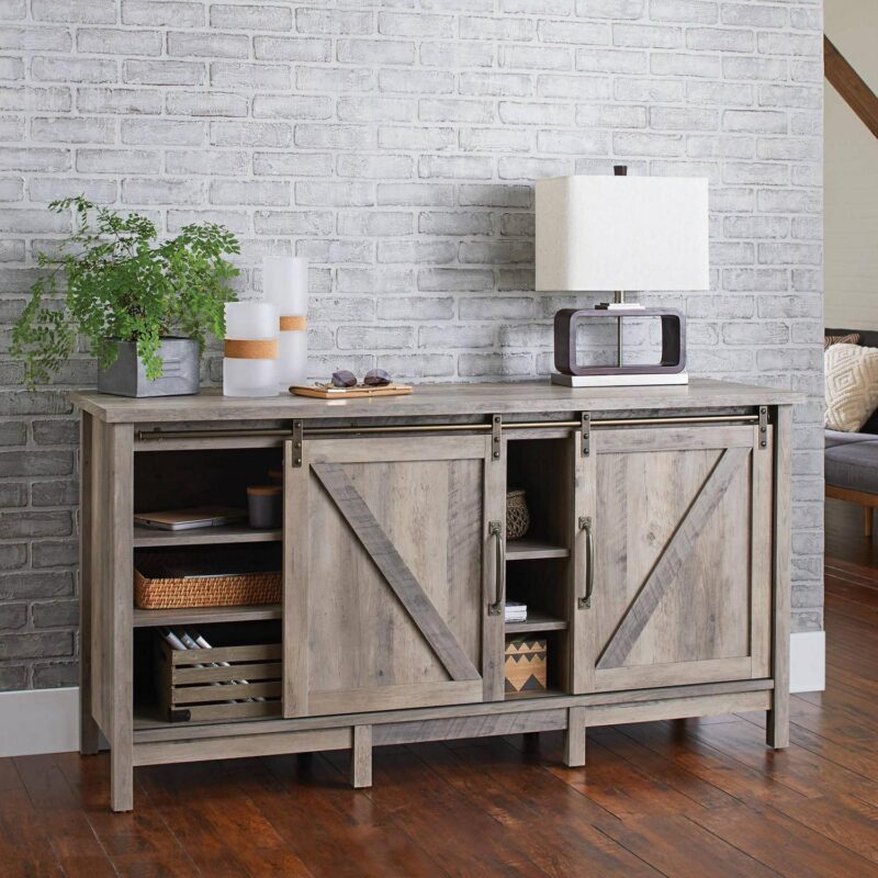 Better Homes and Gardens Modern Farmhouse TV Stand for TVs up to 70 , Rustic Gray - Image 3