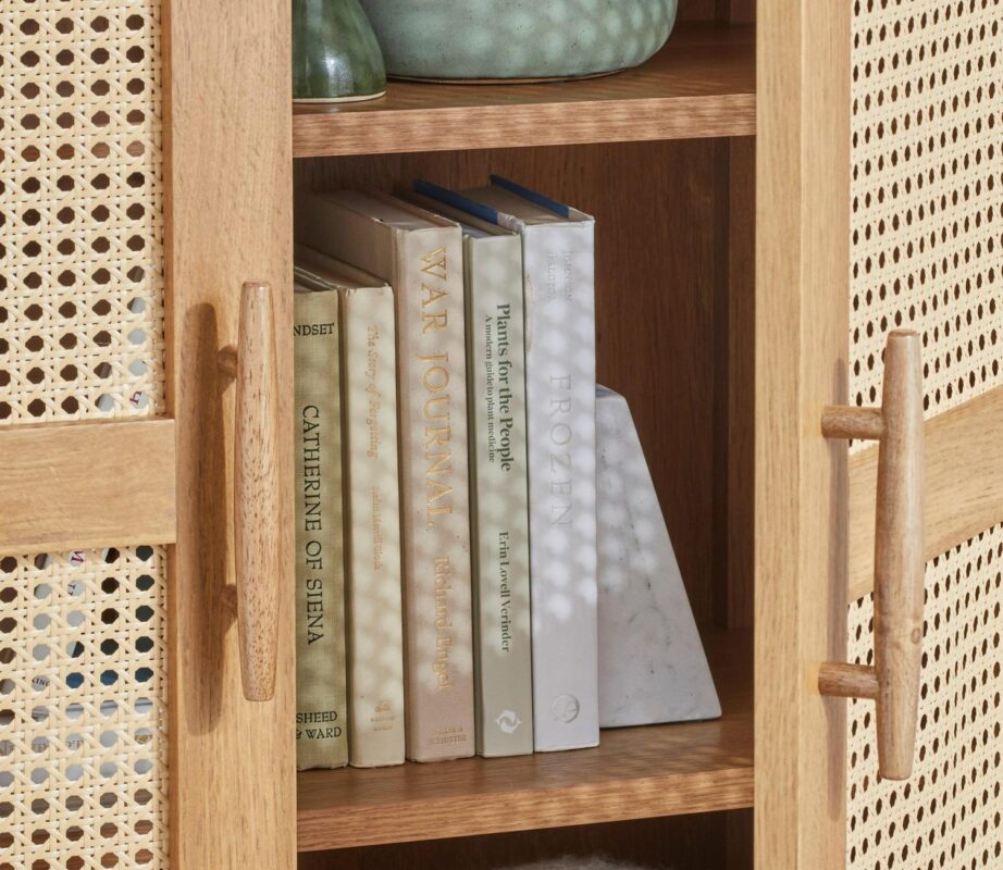 Better Homes and Gardens Springwood Caning Storage Cabinet, Light Honey Finish - Image 5