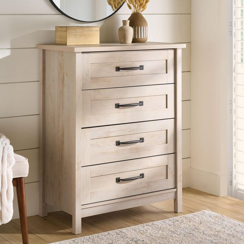 Better Homes and Gardens Modern Farmhouse 4-Drawer Chest, Rustic White Finish - Image 2