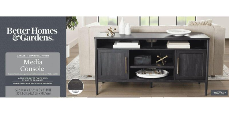 Better Homes and Gardens Oaklee TV Stand for TVs up to 70a , Charcoal Finish - Image 10