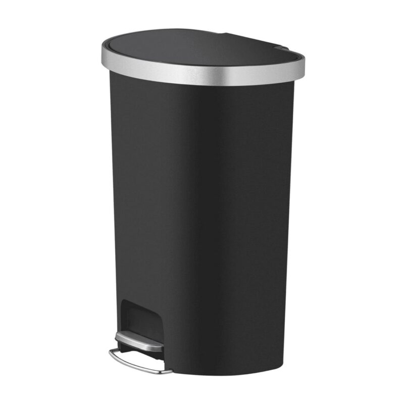 Better Homes and Gardens 14.5 Gallon Trash Can, Plastic Step On Kitchen Trash Can, Black