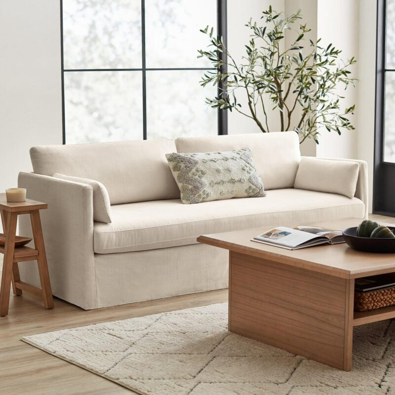 Better Homes and Gardens Waylen Slipcover Sofa, Cream, by Dave and Jenny Marrs