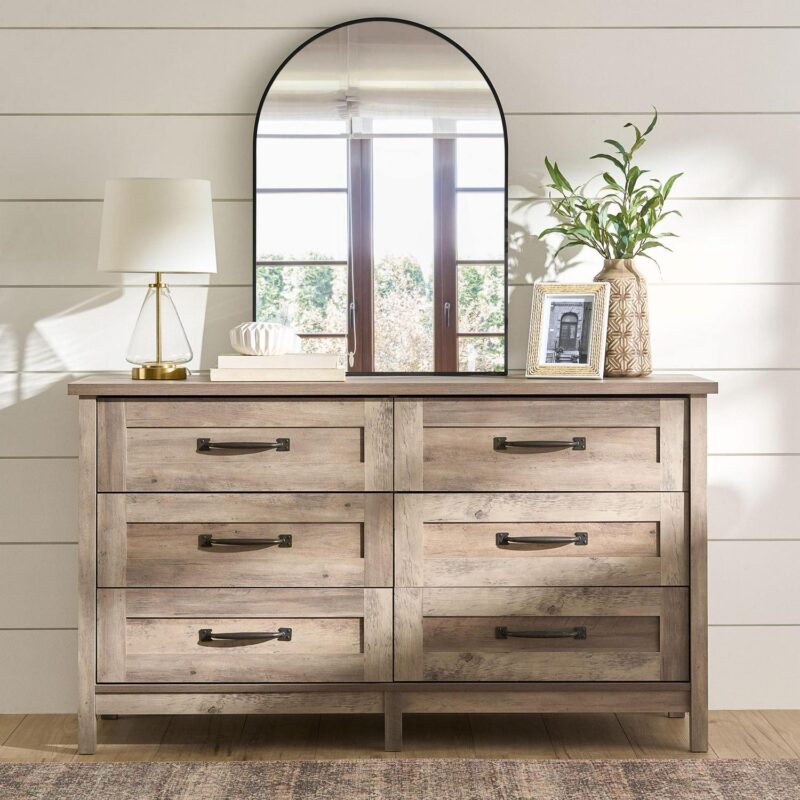 Better Homes and Gardens Modern Farmhouse 6-Drawer Dresser, Rustic Gray Finish