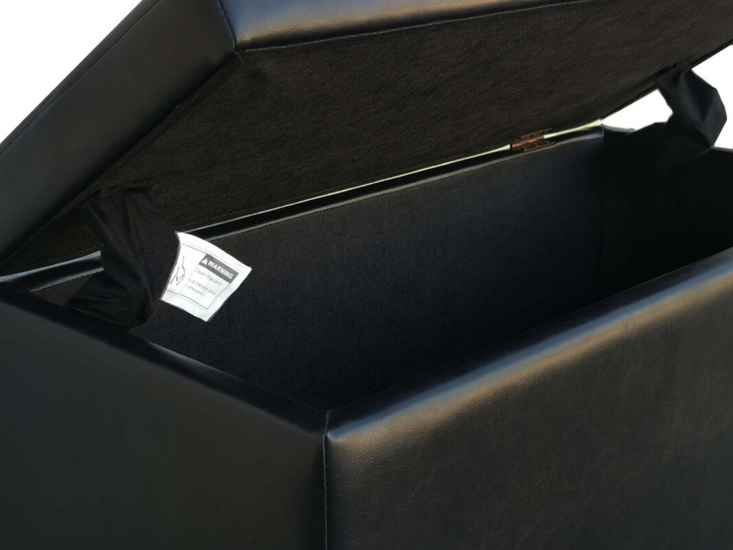 Better Homes and Gardens 30  Hinged Storage Ottoman, Black Faux Leather - Image 5