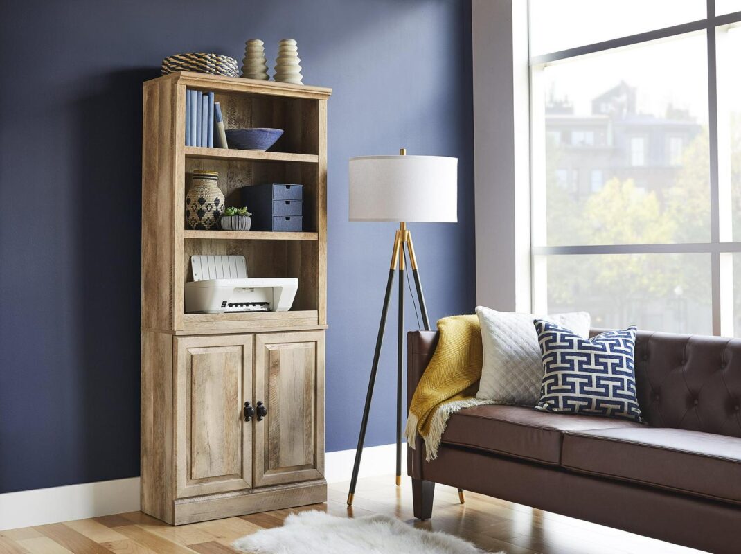 Better Homes and Gardens 71  Crossmill 5 Shelf Bookcase with Doors, Weathered Wood Finish - Image 6
