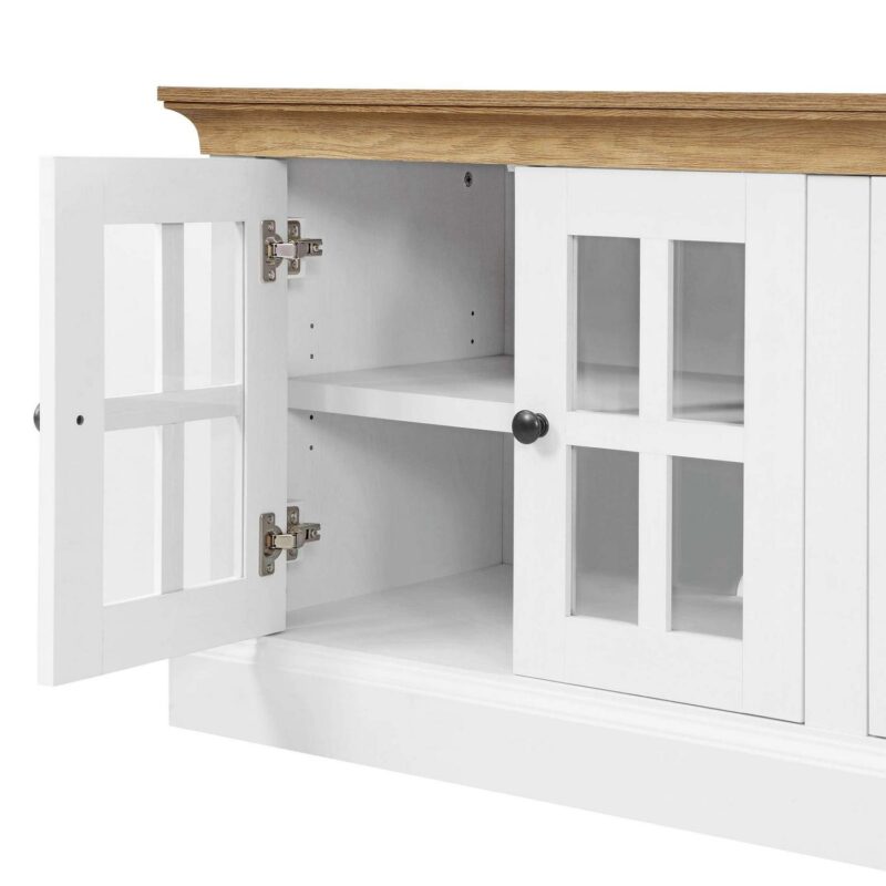 Better Homes and Gardens Canton 4- door TV Stand for TVa s up to 70a , White/Light Honey Finish - Image 7