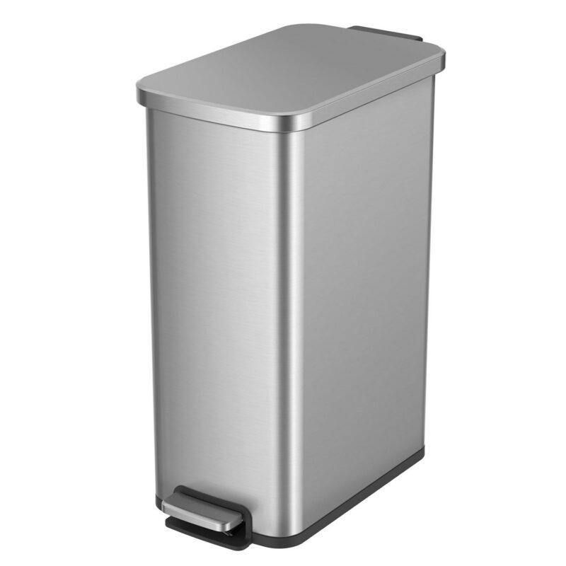 Better Homes and Gardens 13.2 Gallon Slim Kitchen Trash Can, Stainless Steel Kitchen Step Trash Can